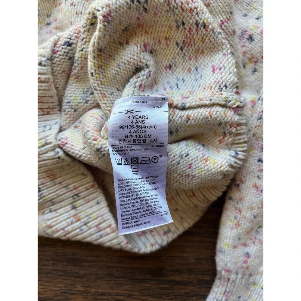 Kid's Baby Gap Sweater Multicolor Speckled 4 Toddler Prep School Winter Pullover